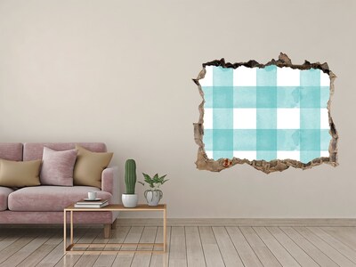 Fototapeta díra na zeď Poškodená stena s modrou mriežkou
