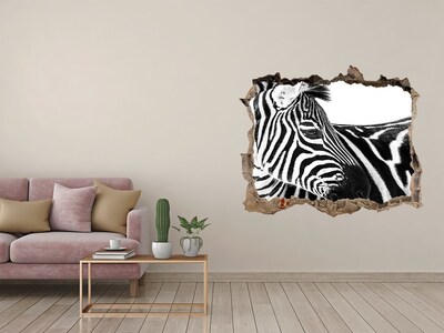 Díra 3D fototapeta nálepka Zebra v diere v stene