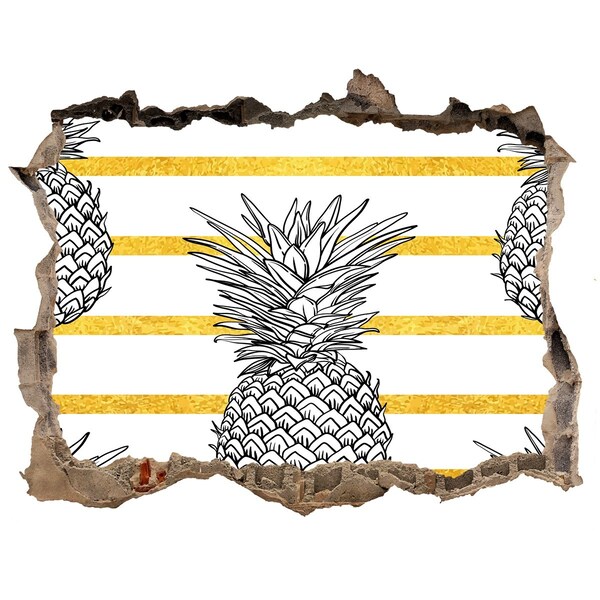 Samolepící nálepka beton Ananás na pozadí zlatých pruhov