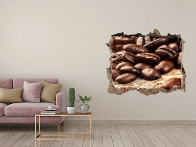 Nálepka 3D díra na zeď Káva v srdci steny