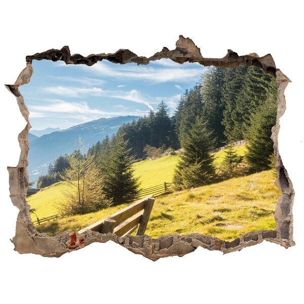 Díra 3D ve zdi nálepka Výhľad na horské údolie