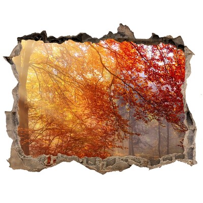 Díra 3D ve zdi nálepka Jesenné les