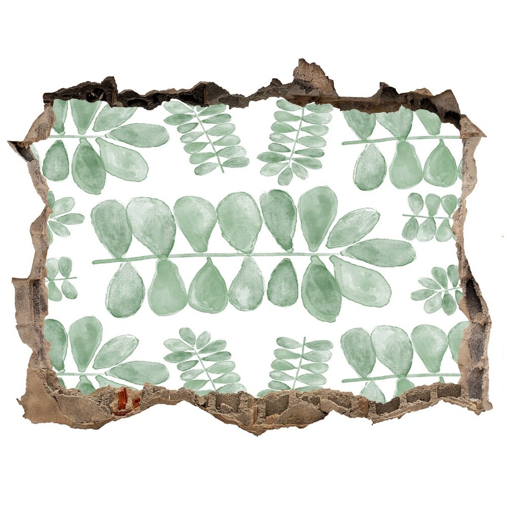 Nálepka 3D díra na zeď Zelené listy