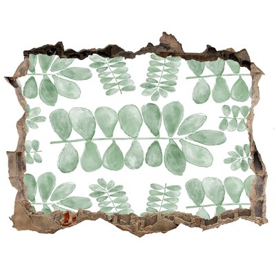 Nálepka 3D díra na zeď Zelené listy