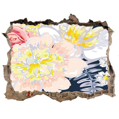 Nálepka 3D díra na zeď Kvetinová záhrada za múrom