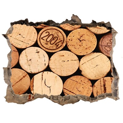 Nálepka 3D díra Zátky od vína za stenou