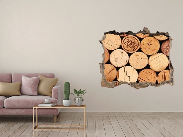 Nálepka 3D díra Zátky od vína za stenou