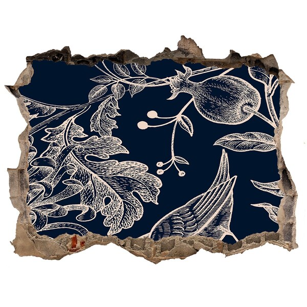 Nálepka 3D díra na zeď Vták na pozadí vegetácie