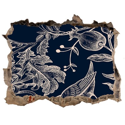 Nálepka 3D díra na zeď Vták na pozadí vegetácie