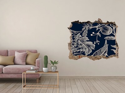 Nálepka 3D díra na zeď Vták na pozadí vegetácie