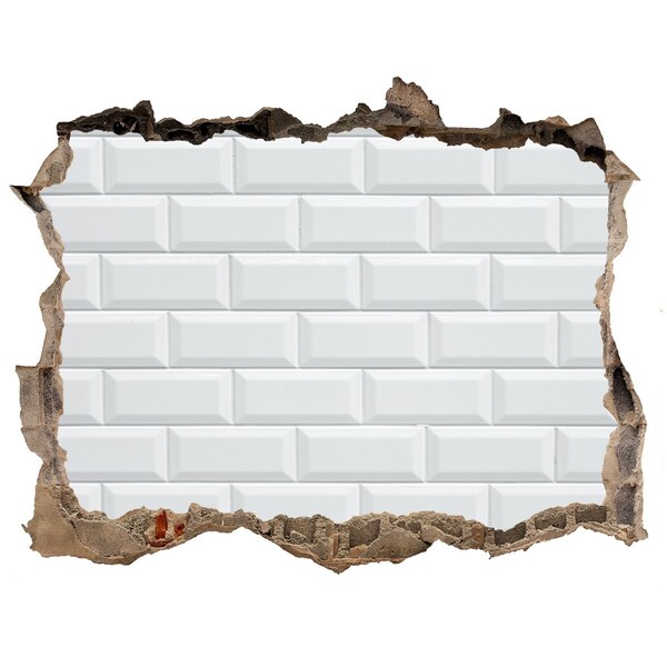 Fototapeta díra na zeď Poškodená stena s bielymi dlaždicami