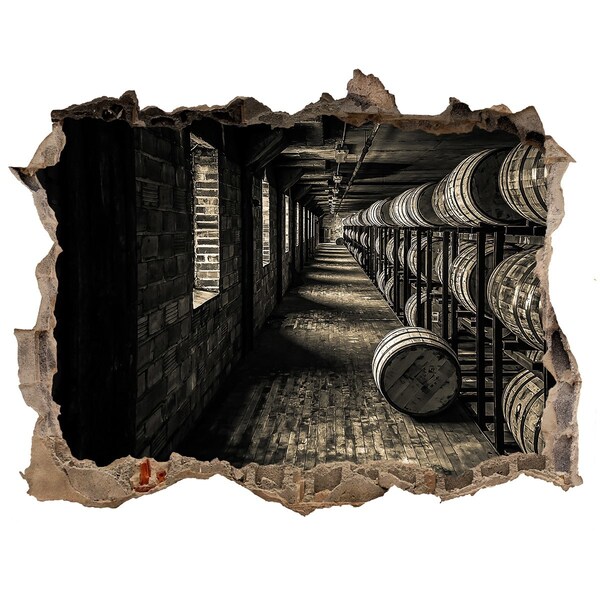 Fototapeta díra na zeď 3D Interiér pivnice so sudmi