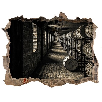 Fototapeta díra na zeď 3D Interiér pivnice so sudmi