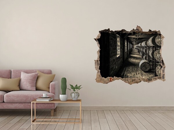Fototapeta díra na zeď 3D Interiér pivnice so sudmi