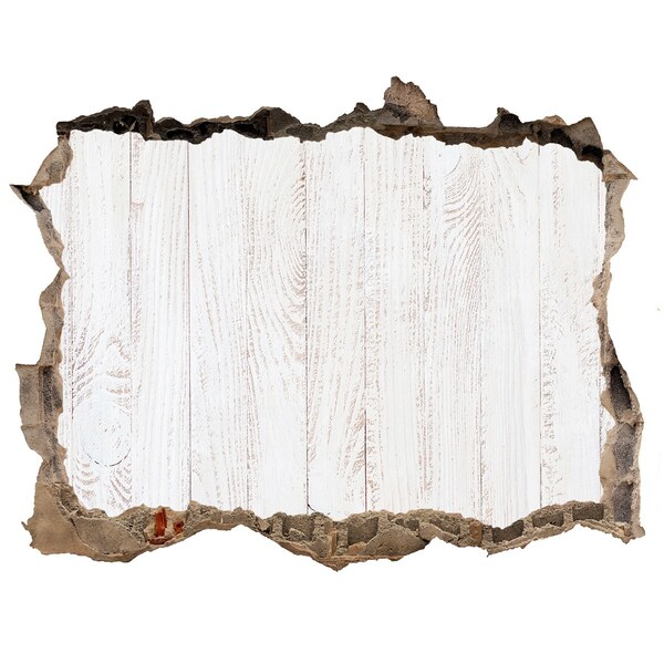 Fototapeta díra na zeď Poškodená stena s drevenou povrchovou úpravou