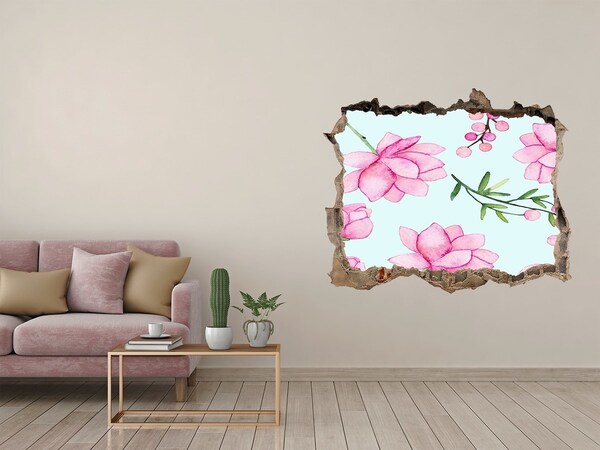 Nálepka 3D díra na zeď Kvetinový sen za múrmi