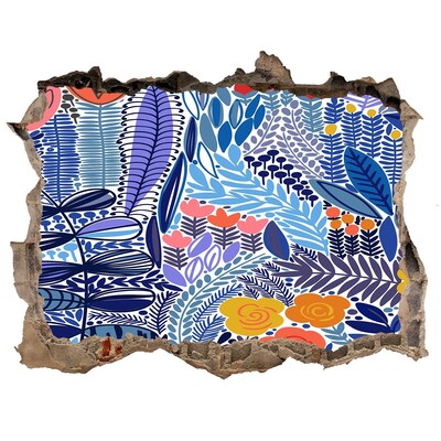 Nálepka 3D díra samolepící Tropická záhrada s dierou v stene