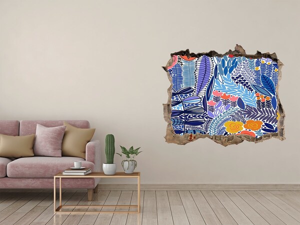 Nálepka 3D díra samolepící Tropická záhrada s dierou v stene