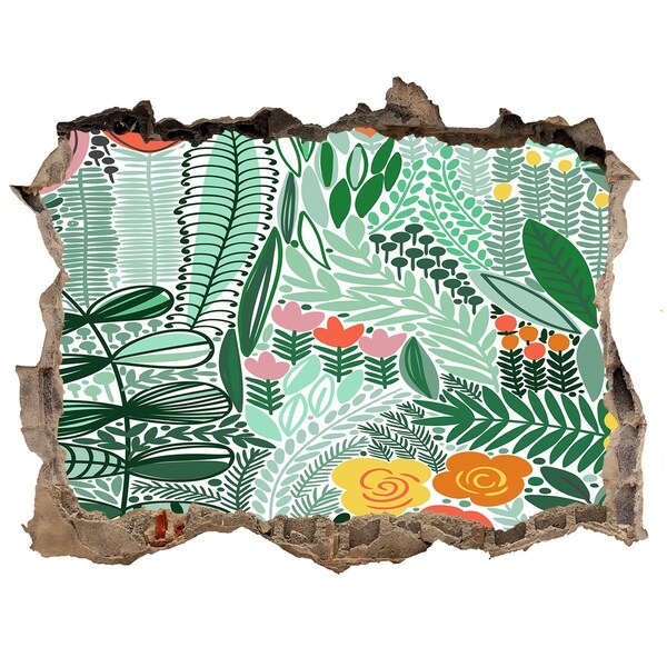 Nálepka 3D díra na zeď Kvetinová záhrada Diera v stene