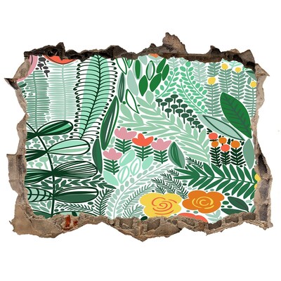 Nálepka 3D díra na zeď Kvetinová záhrada Diera v stene