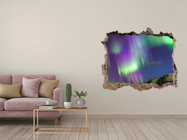 Díra 3D ve zdi nálepka Polárna žiara