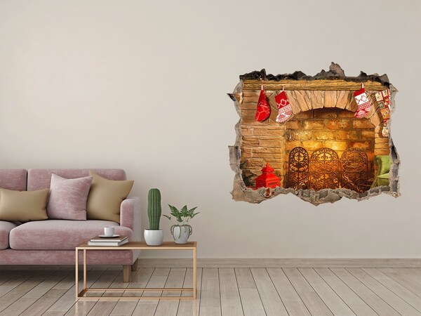 Samolepící nálepka na zeď Krb s vianočnou atmosférou