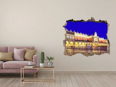 Fototapeta díra na zeď 3D Hlavné trhové námestie v Krakove v noci