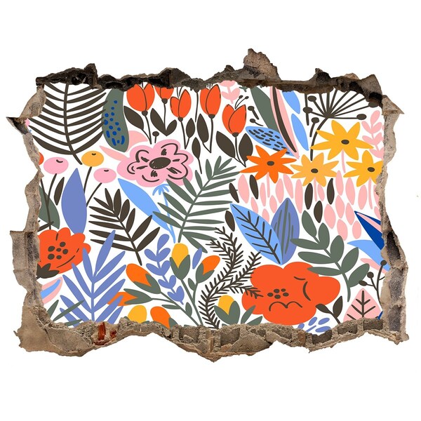 Nálepka 3D díra na zeď Kvetinová nástenná maľba cez dieru v stene