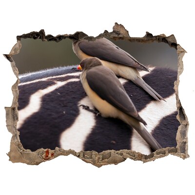 Díra 3D fototapeta nálepka Vtáky na chrbte zebry