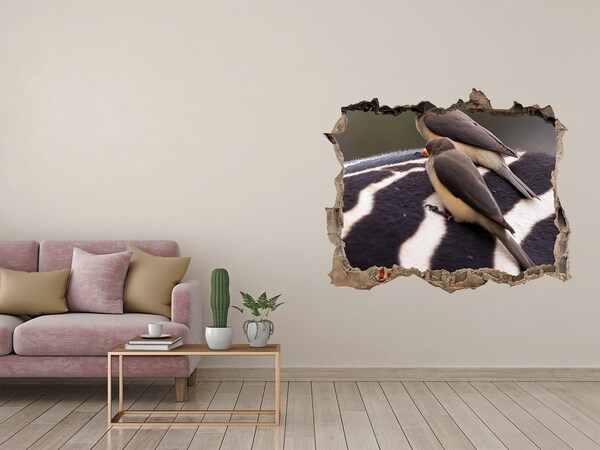 Díra 3D fototapeta nálepka Vtáky na chrbte zebry