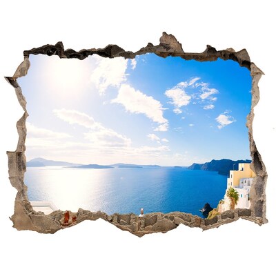 Díra 3D ve zdi nálepka Santorini, grécko
