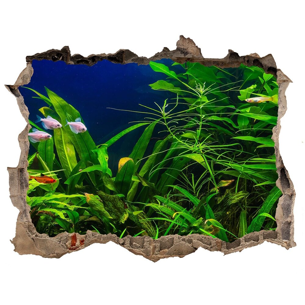 Díra 3D ve zdi nálepka Ryby v akváriu