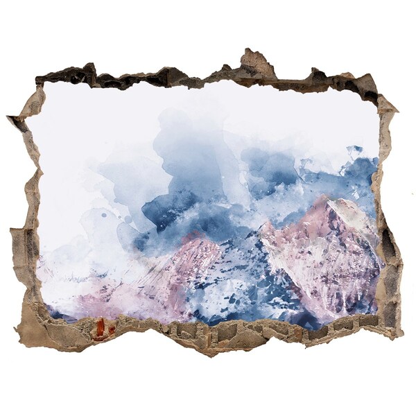 Díra 3D ve zdi nálepka Horská krajina v diere v stene