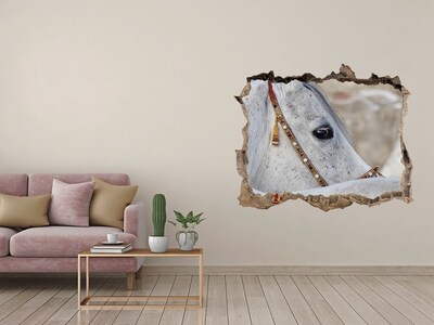 Díra 3D fototapeta nálepka Biela arabský kôň