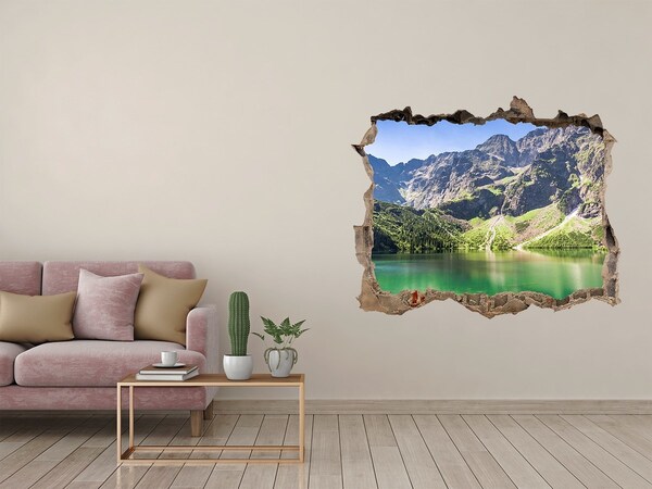 Díra 3D ve zdi nálepka Morské oko tatry