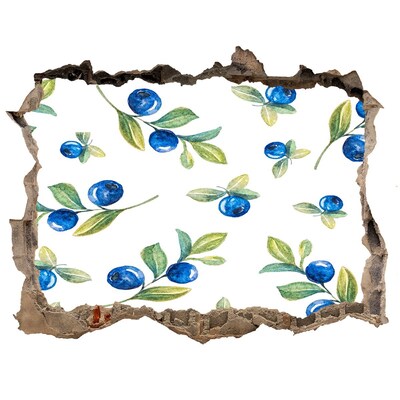 Nálepka 3D díra na zeď beton Ovocie na pozadí steny