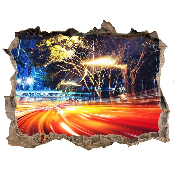 Fototapeta díra na zeď 3D Mesto v pohybe v noci
