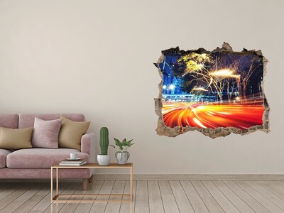 Fototapeta díra na zeď 3D Mesto v pohybe v noci