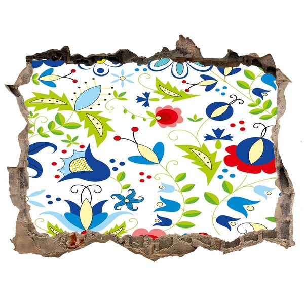 Nálepka 3D díra na zeď Kvetinový vzor na betónovom pozadí