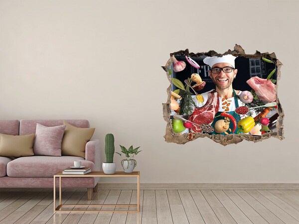 Nálepka 3D díra na zeď Kuchynské šialenstvo