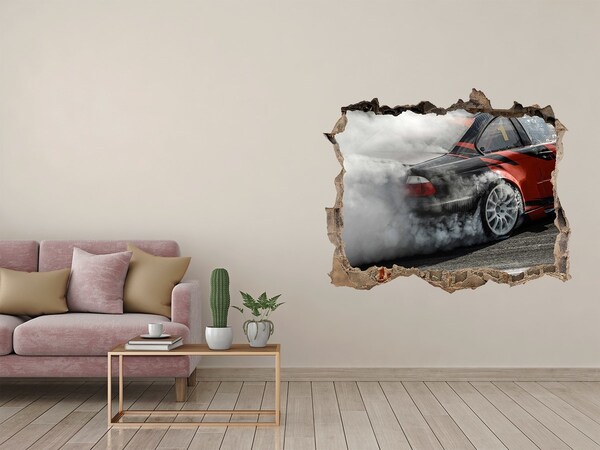 Foto fotografie díra na zeď Pretekárske auto v akcii