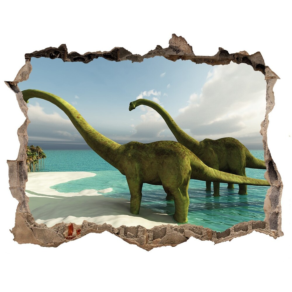 Díra 3D fototapeta nálepka Dinosaury na pláži