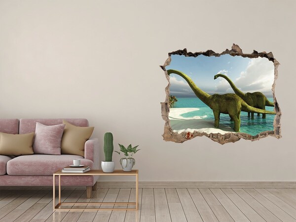 Díra 3D fototapeta nálepka Dinosaury na pláži