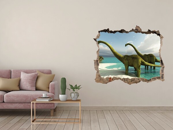 Díra 3D fototapeta nálepka Dinosaury pri mori