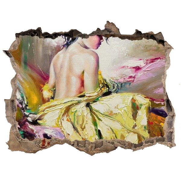 Díra 3D fototapeta nástěnná Žena v žltých šatách