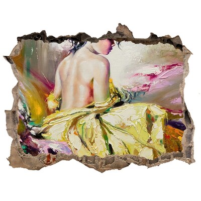 Díra 3D fototapeta nástěnná Žena v žltých šatách