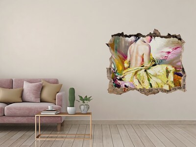 Díra 3D fototapeta nástěnná Žena v žltých šatách