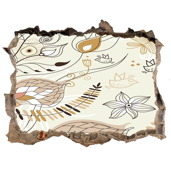 Nálepka 3D díra samolepící Jarné vtáky v záhrade