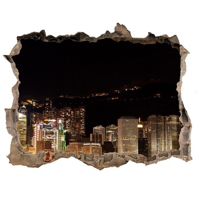 Fototapeta díra na zeď 3D Hong kong v noci