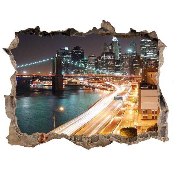 Fototapeta díra na zeď 3D New york v noci